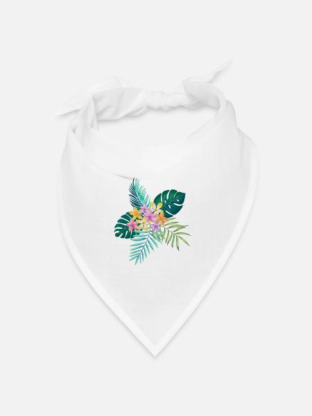 Tropen Stimmung - Bandana Dreieckstuch - Weiß