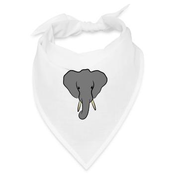 Elefantenkopf Minimalistisch - Bandana Dreieckstuch - Weiß - Vorne