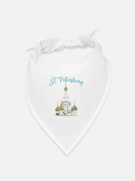 St. Petersburg, Kirche, Russland, Strichzeichnung - Bandana Dreieckstuch - Weiß