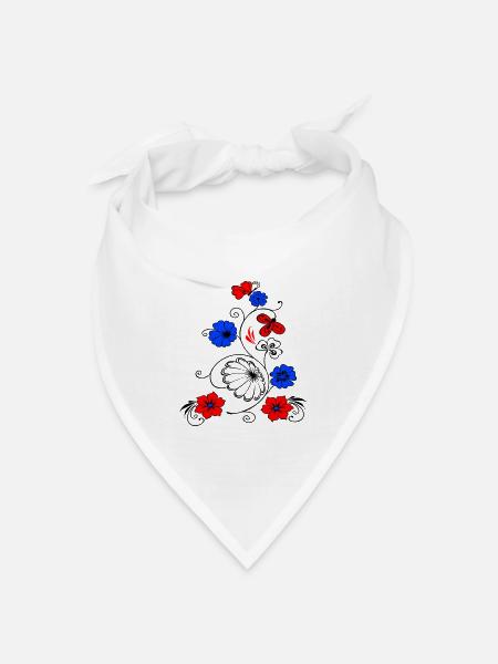 Blumenranke mit Schmetterling - Bandana Dreieckstuch - Weiß
