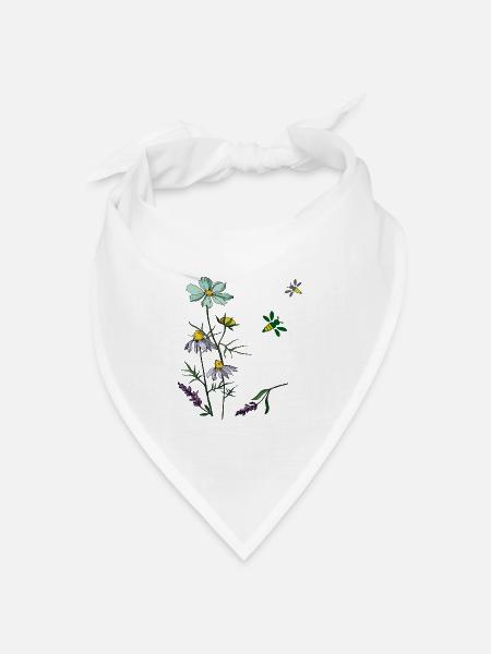 Kräuter, Kamille, Bienen - Bandana Dreieckstuch - Weiß