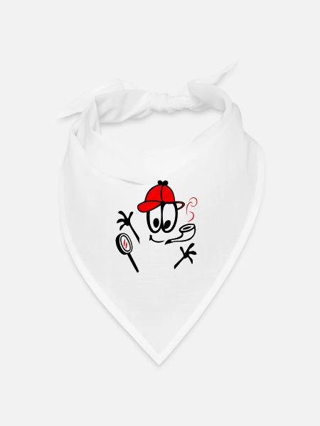 Detektiv  Comic - Bandana Dreieckstuch - Weiß