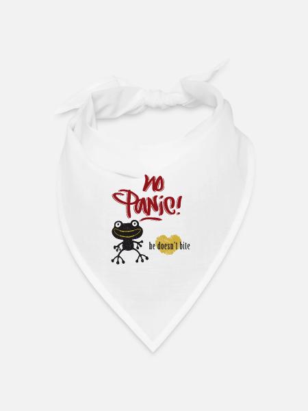 No Panic, he doesn't bite, Frosch - Bandana Dreieckstuch - Weiß