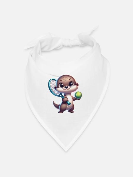 Süßer Otter Tennis Spieler - Bandana Dreieckstuch - Weiß
