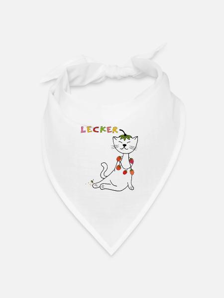 Erdbeeren Katze - Bandana Dreieckstuch - Weiß
