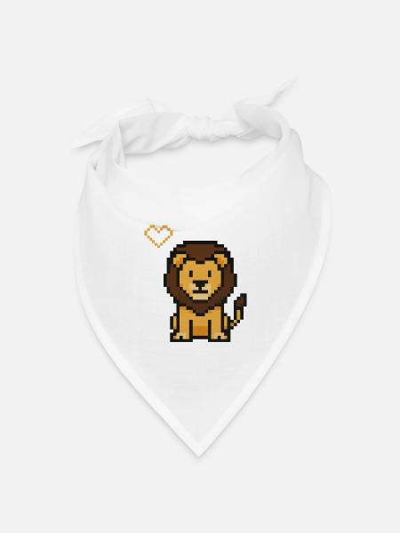 Löwe Pixel - Bandana Dreieckstuch - Weiß