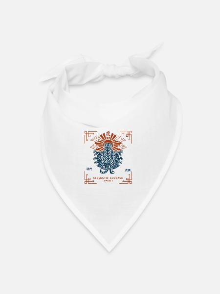 Japanische Tigerillustration - Bandana Dreieckstuch - Weiß