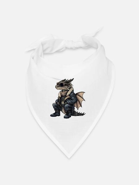 Drache Cool Winter - Bandana Dreieckstuch - Weiß