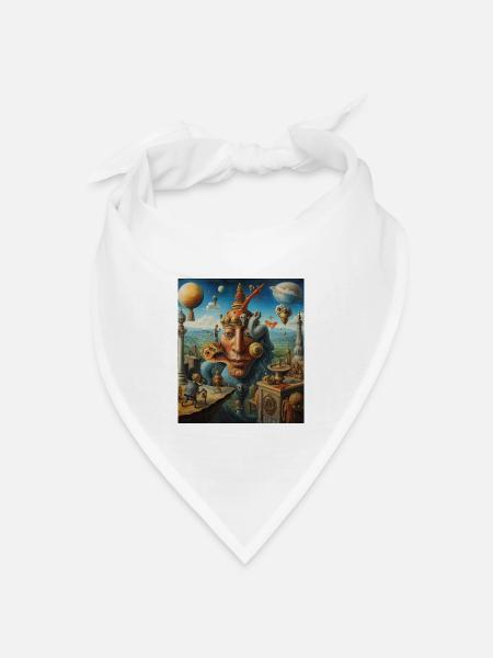 Surreale Maskenwelt - Bandana Dreieckstuch - Weiß