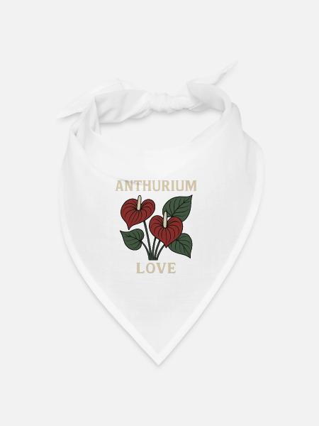 Anthurium Love - Bandana Dreieckstuch - Weiß