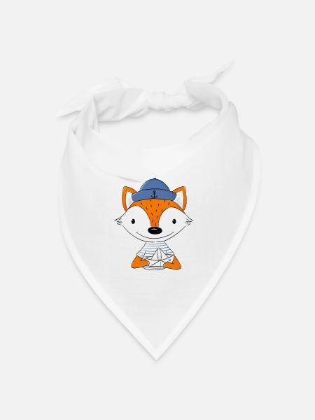 Matrosen Fuchs mit Papierboot - Bandana Dreieckstuch - Weiß