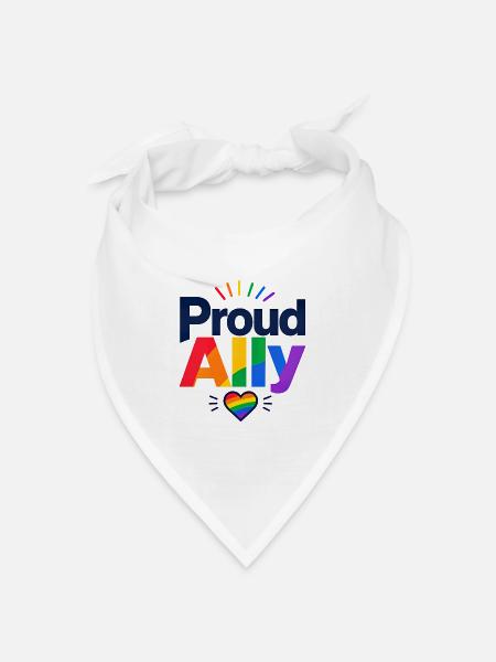 Proud Ally Spruch für LGBTQ Aktivisten & Fans CSD - Bandana Dreieckstuch - Weiß