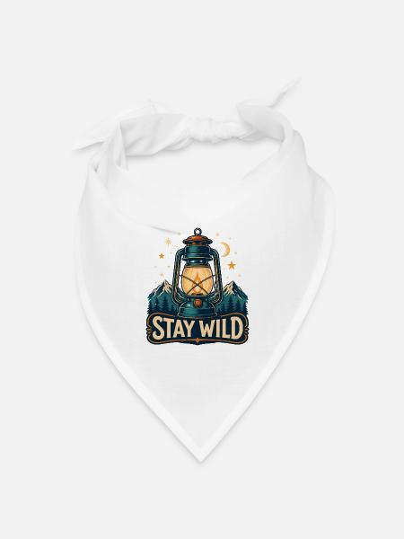Stay Wild Laterne Waldnächte - Bandana Dreieckstuch - Weiß