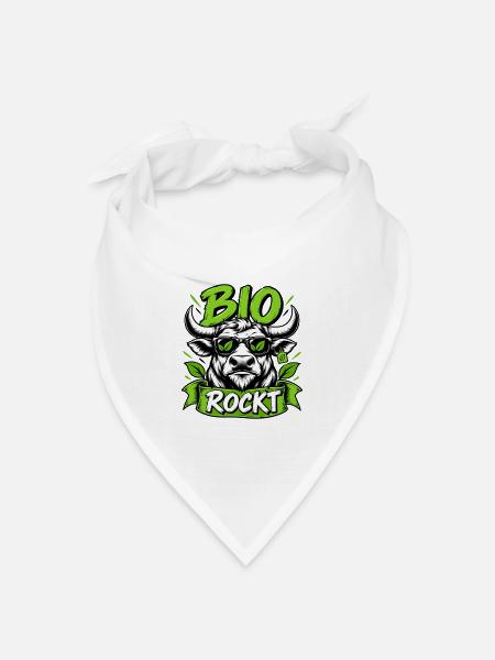 Bio Rockt – Cooles Stier Design - Bandana Dreieckstuch - Weiß