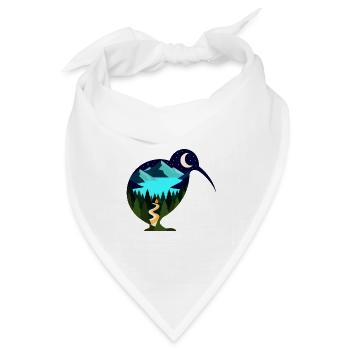 Kiwi Nachtlandschaft - Bandana Dreieckstuch - Weiß - Vorne