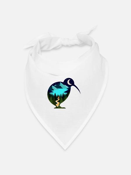 Kiwi Nachtlandschaft - Bandana Dreieckstuch - Weiß