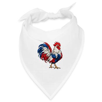 Stolzer Gallischer Hahn - Frankreich Nationaltier  - Bandana Dreieckstuch - Weiß - Vorne