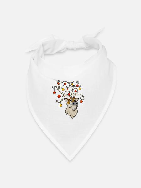 Festliches Rentier - Bandana Dreieckstuch - Weiß