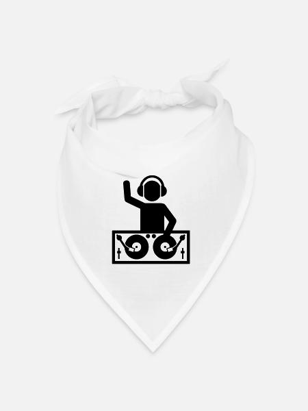 DJ Turntables - Bandana Dreieckstuch - Weiß
