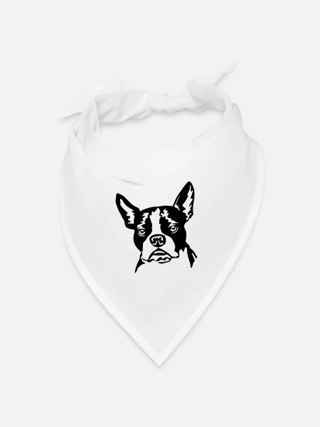 Boston Terrier - Bandana Dreieckstuch - Weiß