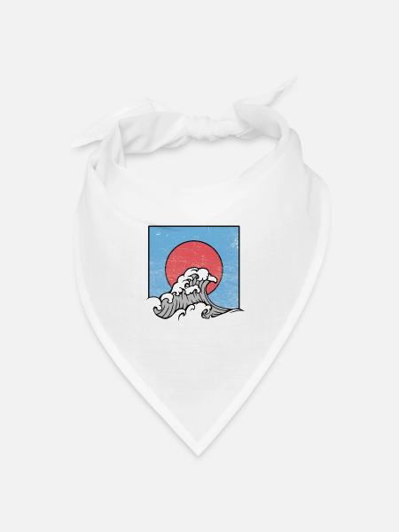Welle, Sonnenuntergang, Surfing - Bandana Dreieckstuch - Weiß