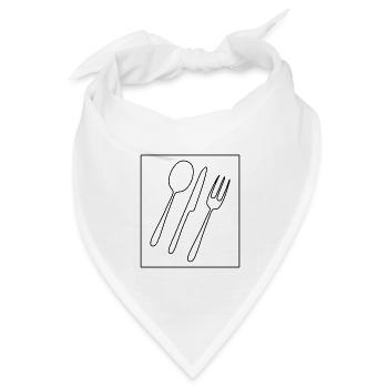 Messer Gabel Löeffel - Bandana Dreieckstuch - Weiß - Vorne