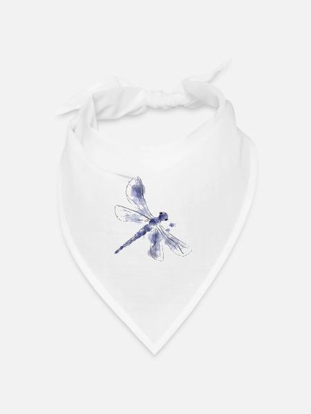 Blaue Libelle - Bandana Dreieckstuch - Weiß
