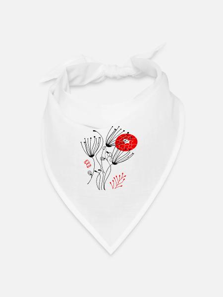 filigrane zarte Blüten, Flowers - Bandana Dreieckstuch - Weiß