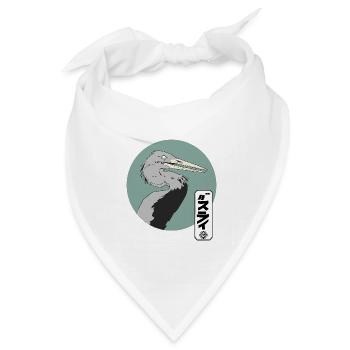 Grauer Kranich im Manga-Style - Bandana Dreieckstuch - Weiß - Vorne