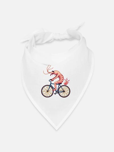 Shrimp Radfahrer auf dem Fahrrad - Bandana Dreieckstuch - Weiß