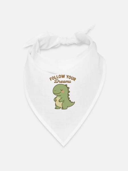 Follow Your Dreams - Süßes Dino-Design - Bandana Dreieckstuch - Weiß