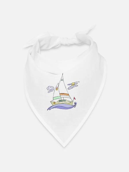 Segelboot - Bandana Dreieckstuch - Weiß