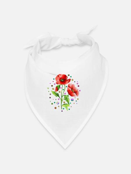 Blumen - Bandana Dreieckstuch - Weiß