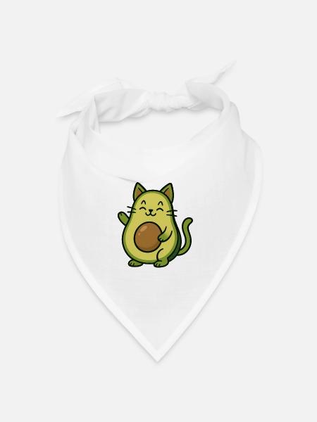Avocado Katze Sti lustige witzige - Bandana Dreieckstuch - Weiß