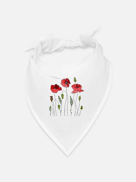 Blumen - Bandana Dreieckstuch - Weiß