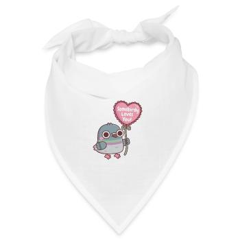 Süße Taube mit Herzballon Somebirdy liebt dich - Bandana Dreieckstuch - Weiß - Vorne