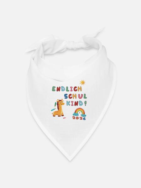 Endlich Schulkind 2026 - Bandana Dreieckstuch - Weiß