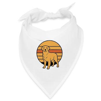 Hund Retriever Retro Sunset - Bandana Dreieckstuch - Weiß - Vorne