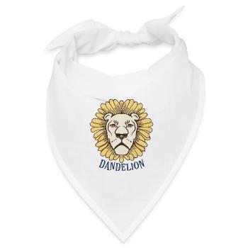 Löwe im Löwenzahn-Kranz - Bandana Dreieckstuch - Weiß - Vorne