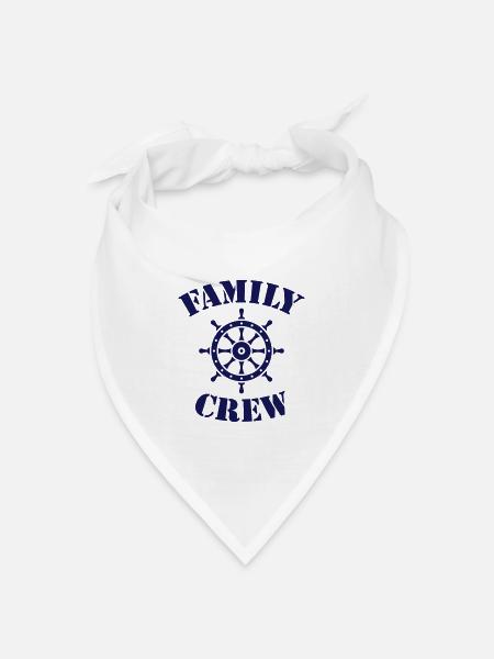 Family Crew (Steuerrad / Schiffscrew / Navy) - Bandana Dreieckstuch - Weiß
