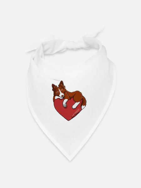 Border-Collie-Rot - Bandana Dreieckstuch - Weiß