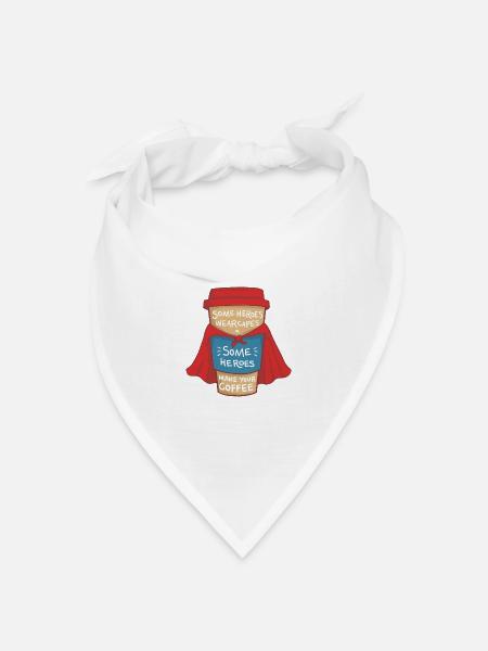 Manche Helden tragen Umhang ich mach deinen Kaffee - Bandana Dreieckstuch - Weiß