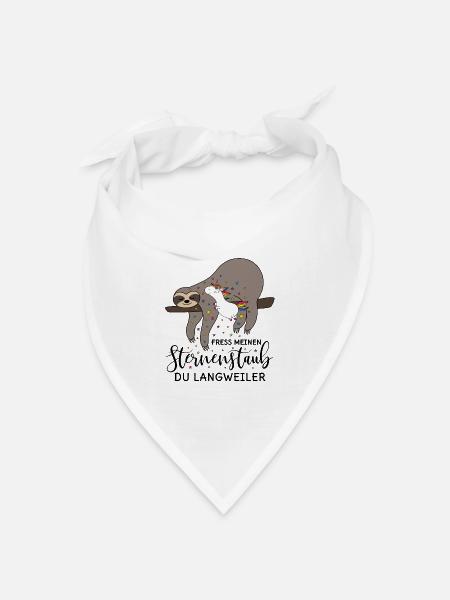 Einhorn Faultier Spruch Fress meinen Sternenstaub - Bandana Dreieckstuch - Weiß