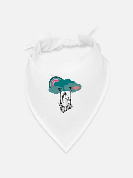 Glückliches Einhorn Wolken Schaukel - Bandana Dreieckstuch - Weiß