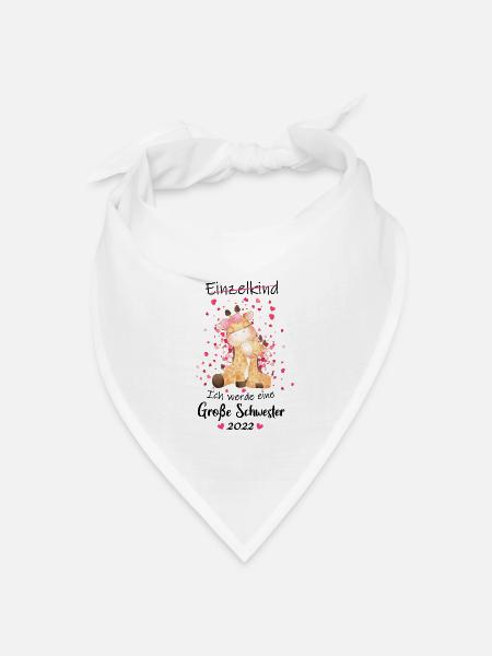 Einzelkind ade Ich werde große Schwester 2022 - Bandana Dreieckstuch - Weiß