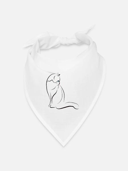 Katzensilhouette mit Farbakzent, Katze - Bandana Dreieckstuch - Weiß