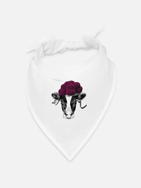 Schwarzwald-Tussi Kuh mit Schwarzwälder Bollenhut - Bandana Dreieckstuch - Weiß