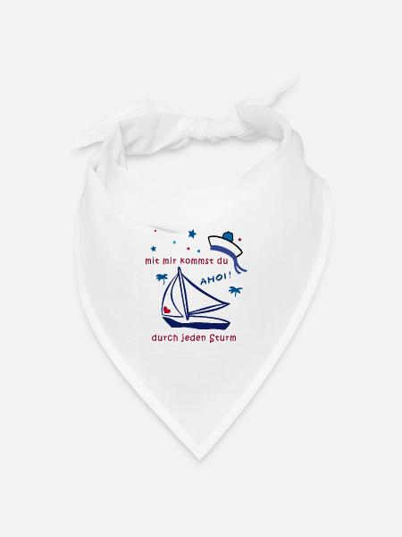 Segelboot, segeln, Ahoi - Bandana Dreieckstuch - Weiß
