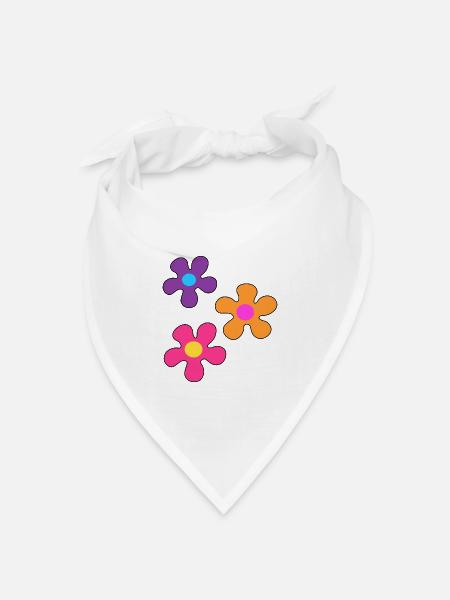 Hippie-Blumen - Bandana Dreieckstuch - Weiß