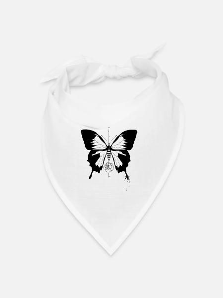Butterfly with rose - Bandana Dreieckstuch - Weiß